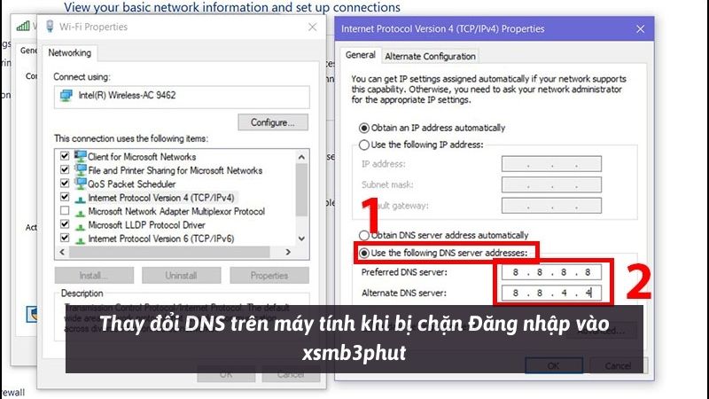 Thay đổi DNS trên máy tính khi bị chặn Đăng nhập vào xsmb3phut